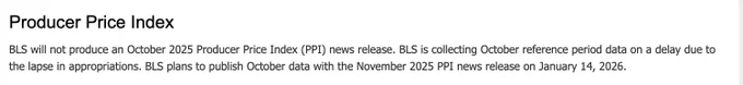 🔵MARKETEVANS: Rinvio della Pubblicazione del Report sul PPI di Ottobre da Parte del Bureau of Labor Statistics degli Stati Uniti