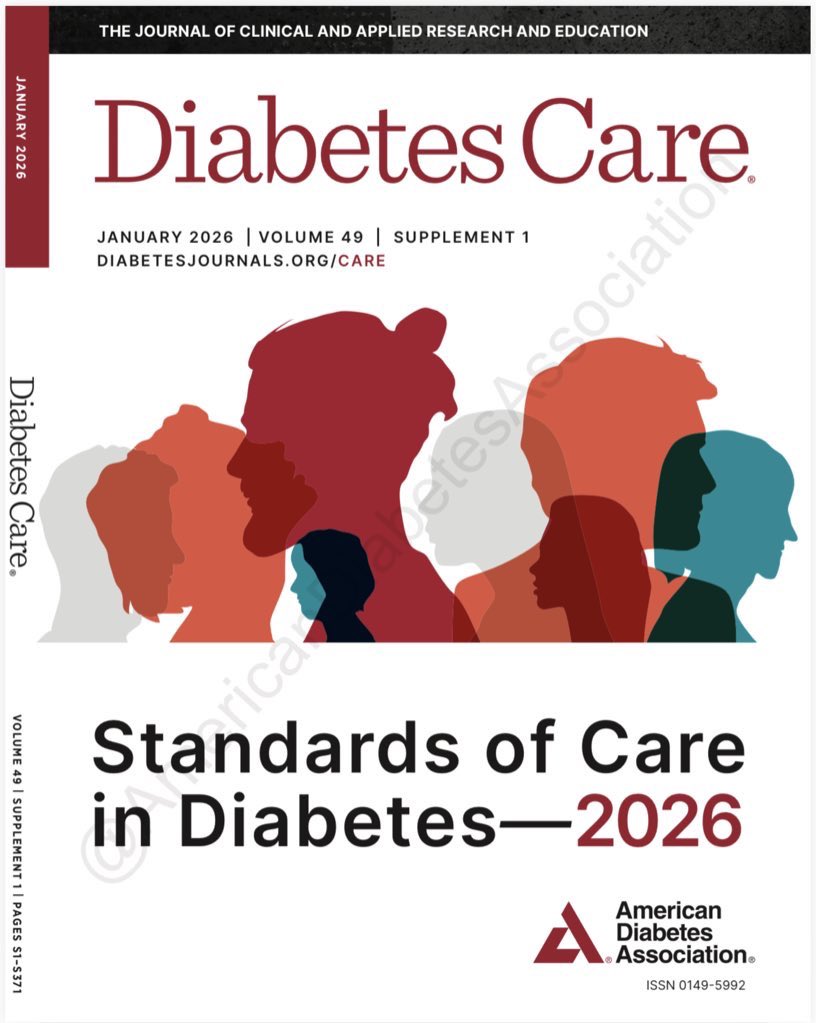 🚨 Standards of Care 2026 – خبر حصري

أطلقت American Diabetes Association التحديث الرسمي لمعايير رعاية السكري لعام 2026، مع تغييرات محورية في التشخيص، المتابعة، وتكنولوجيا السكري.
📄 النسخة الكاملة متاحة الآن:
⬇️
ada.silverchair-cdn.com/ada/content_pu…

#Diabetes #ADA2026 #Endocrinology