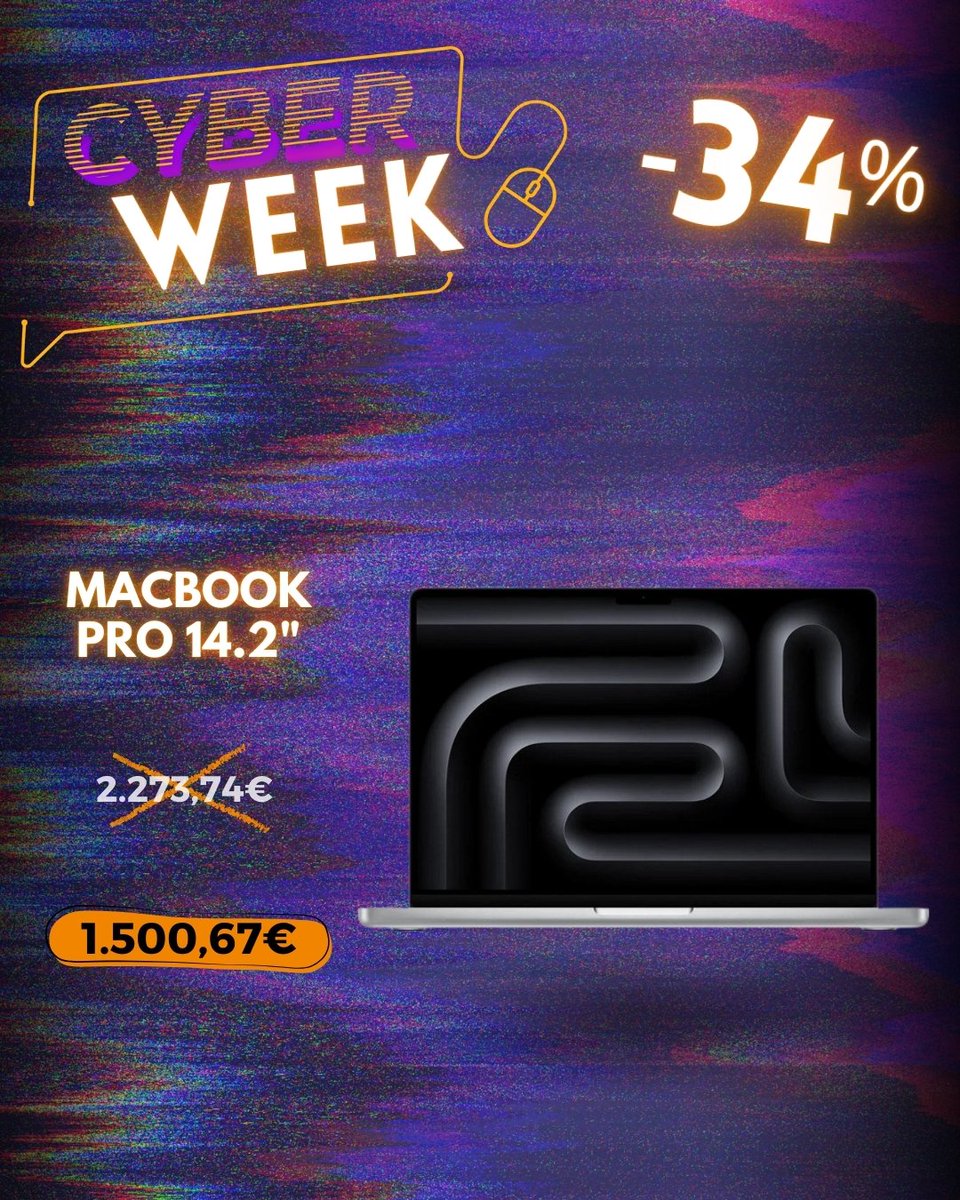 MacBook Pro 14.2" 2025 con -34% OFF 💻

✔️ Chip de última generación
✔️ Pantalla Liquid Retina XDR
✔️ Diseño profesional y ligero

👉 buff.ly/bffM9wT

#JustDeal #Apple #MacBookPro #CyberWeek