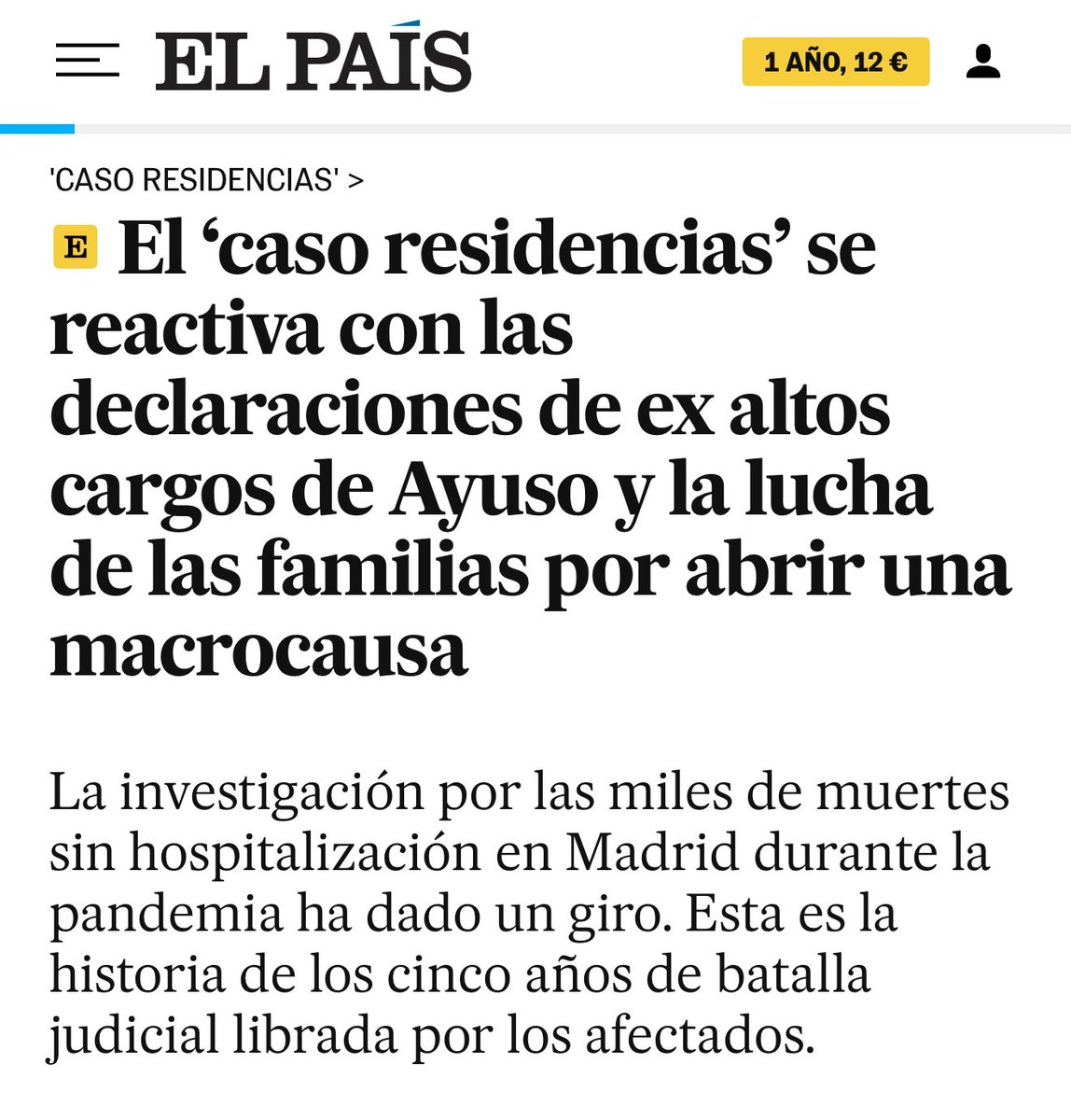 Avanza la investigación sobre los protocolos que dejaron a 7.291 personas mayores en residencias sin atención sanitaria. Seguiremos empujando hasta que se esclarezcan los hechos, se asuman responsabilidades y cambie el modelo de residencias en la Comunidad de Madrid.