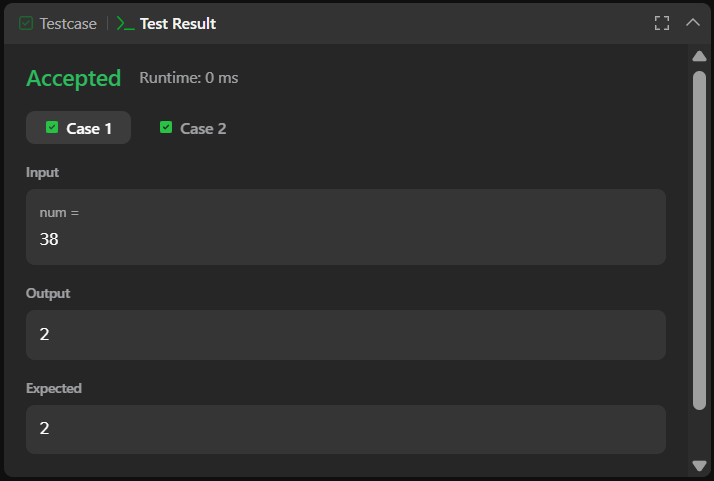 Shubhampateldev's tweet image. Day 80/365 – #365DaysOfLeetCodeChallenge
“Add Digits” ➕
Digital root trick: (num - 1) % 9 + 1 → O(1), no loops, clean math.
#leetcode #java #DSA #coding #programming