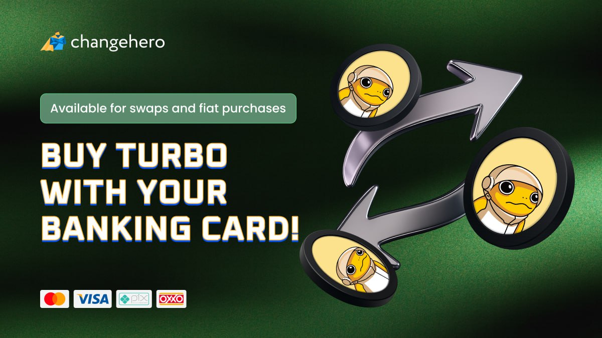 A $TURBO upgrade! ⚡️

<a href="/TurboToadToken/">Turbo 🐸</a> just dropped on @ChangeHero_io’s fiat on-ramp, meaning you can jump straight into $TURBO with a bank card and skip KYC for purchases under $800.

On top of that, TURBO is already instantly swappable with a massive range of other assets, so