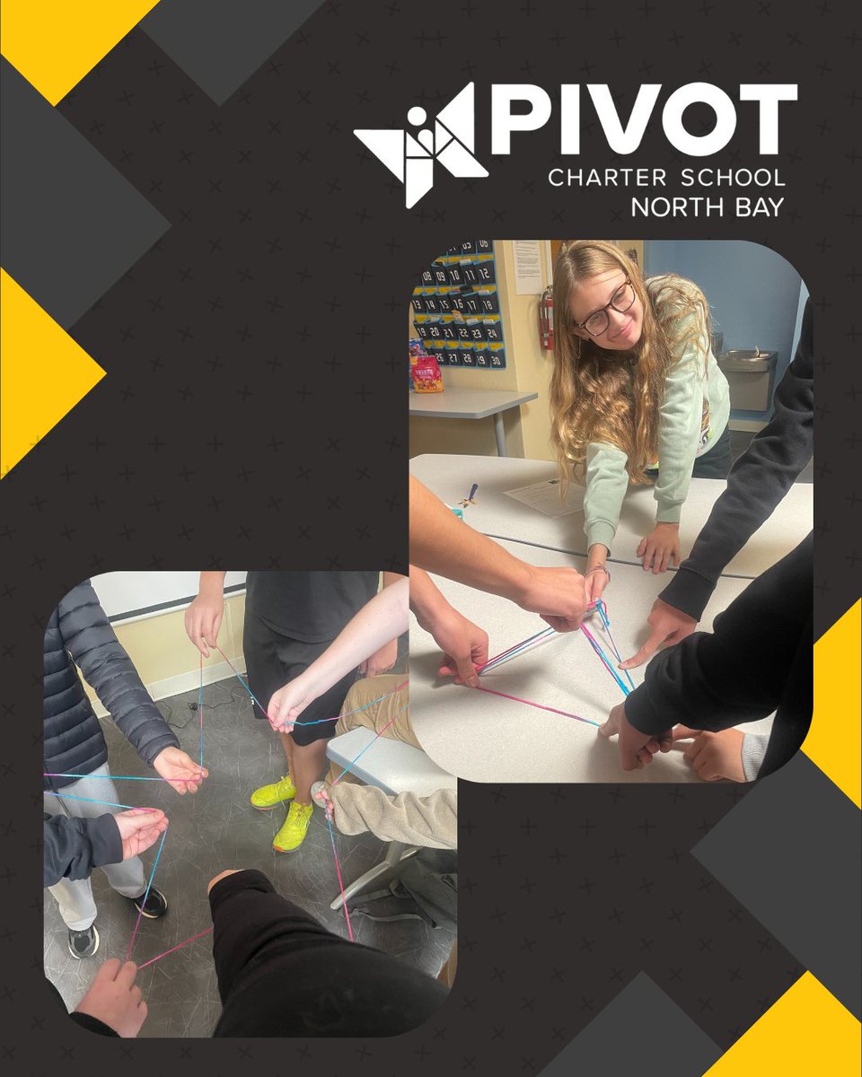 PivotNorthBay's tweet photo. Hands-on math fun! ✨ Pivot North Bay middle schoolers explored geometry by building shapes with string. Learning looks pretty awesome! 🔺🧵📐
#PivotNorthBay #MiddleSchoolMath #HandsOnLearning #GeometryFun #STEMEducation #PivotPride https://t.co/mV0E7iAa5j