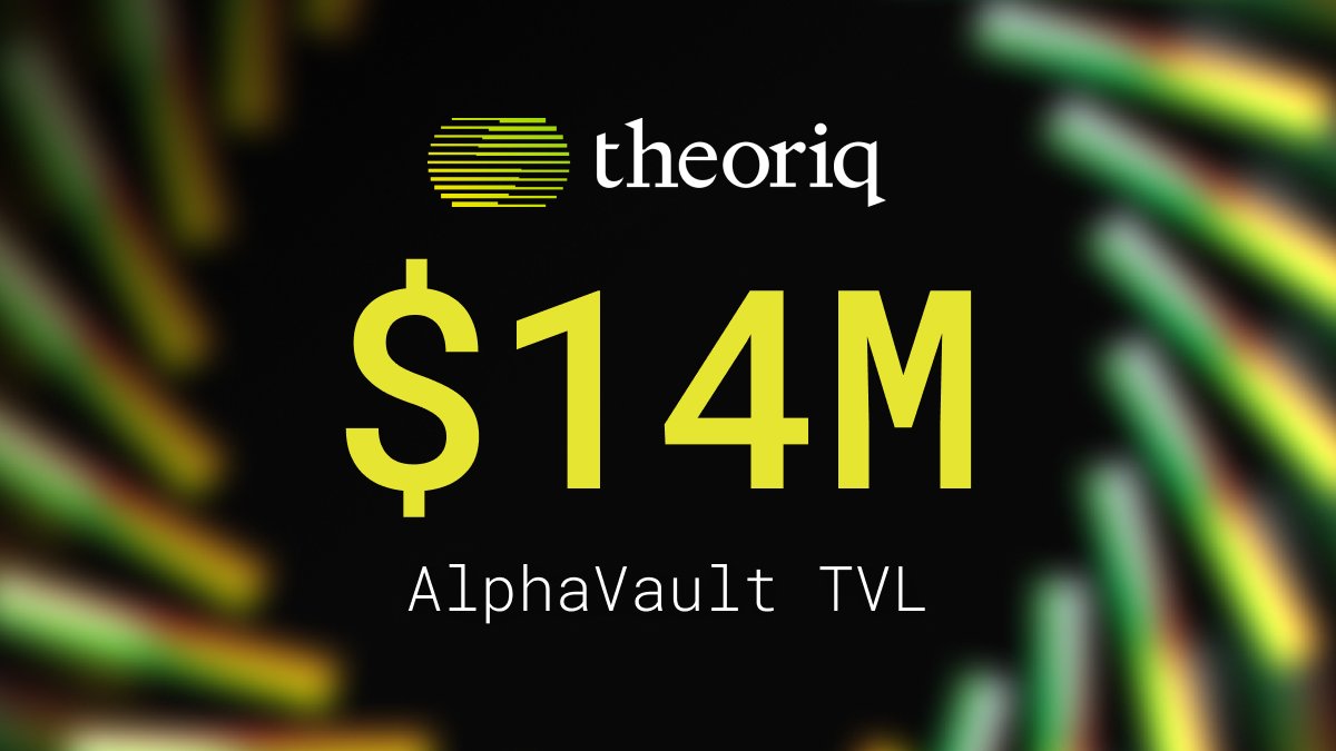 TheoriqAI's tweet photo. AlphaVault went online Friday and the results are in after one weekend

$14M TVL

Autonomous DeFi is here. Don't miss your chance to climb the Theoriq @turtledotxyz leaderboard and earn Nitro Boosted $THQ rewards https://t.co/ucTrkkD61v