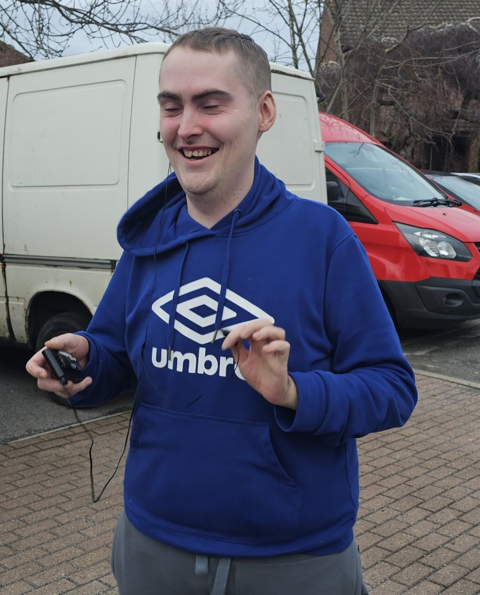Ryan was smiling and laughing so much when I picked him up from his daycentre that  it took around 10 minutes before hed go in the car, he was just stood there smiling and chuckling listening to his radio.