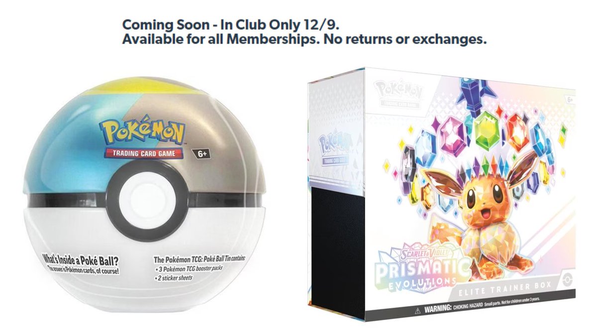 PokemonRestocks's tweet image. 151 Mini Tins 10-Pack &amp;amp; Prismatic Evolutions ETB + Poke Ball Bundle Drop Tomorrow, December 9 at Sam's Club! ✨

$25 Membership (Required): buff.ly/cQVg0tJ
$40 Off Plus Membership: buff.ly/78py2eX

151 Mini Tins (Online Only 10PM CT): buff.ly/IKkN3fp…