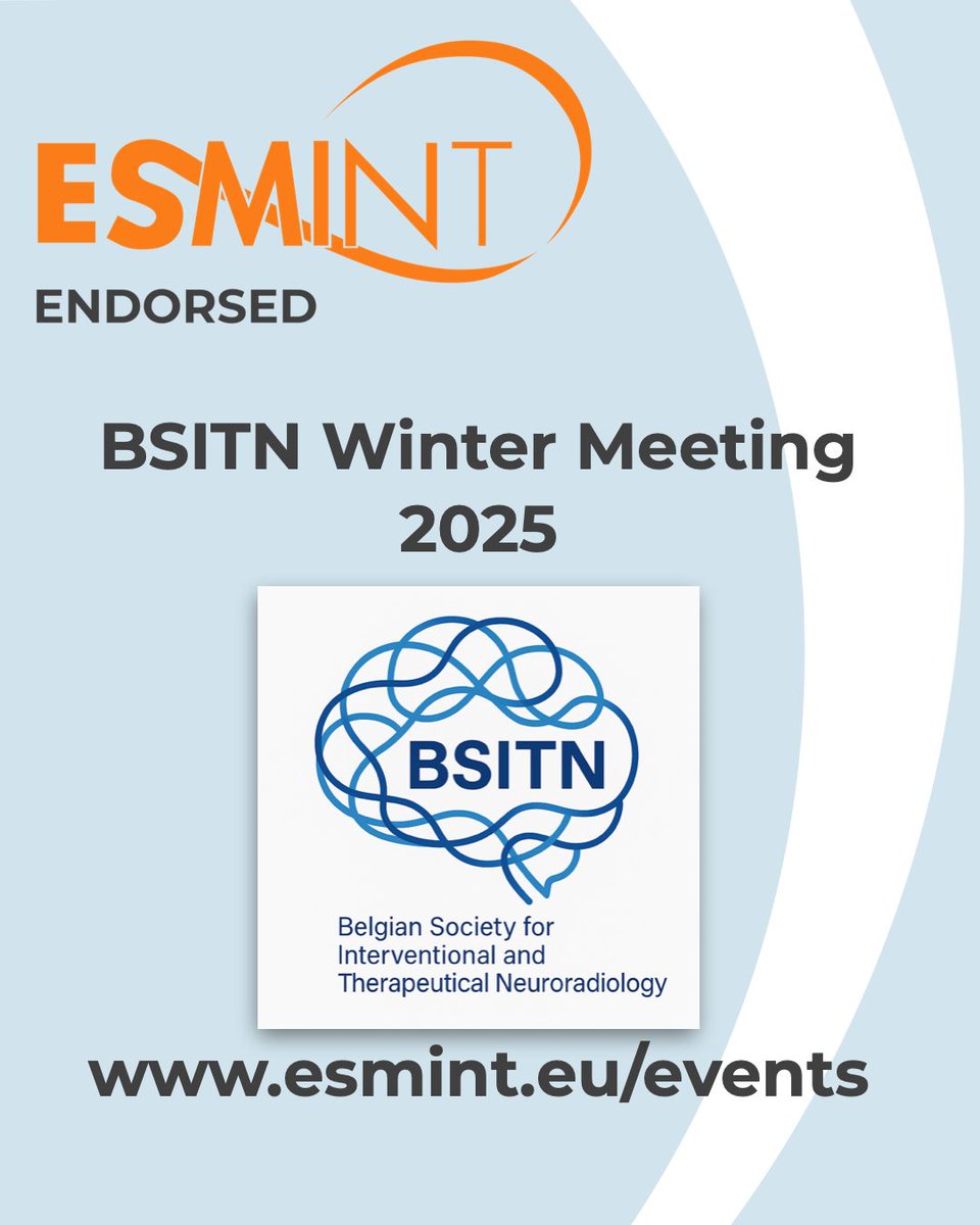 esmintsociety's tweet image. ESMINT is proud to endorse the BSITN Winter Meeting on 10 December in Brussels.
A focused programme on neurointerventional updates, multidisciplinary perspectives &amp;amp; case-based discussions. Featuring: @GuenegoAdrien 👉 More info: buff.ly/FNZrGJn
#Neurointervention #ESMINT