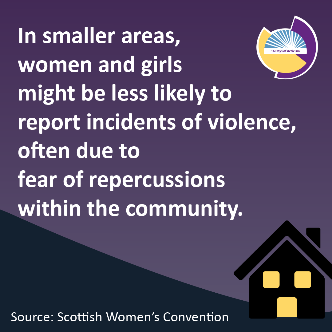 Women experiencing VAWG face additional barriers to accessing support in remote and/or rural communities.

There is support available, whether you live in a big town, a small village or a close-knit village community: tinyurl.com/bdh333a2 #16DaysNA