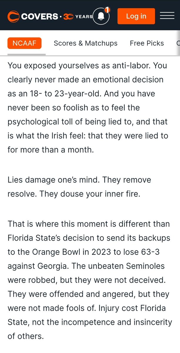 D_Farmer's tweet image. No existential crisis is assured from Notre Dame’s decision to bypass what was likely going to be the Pop-Tarts Bowl against BYU.
This isn't Florida State getting routed in 2023. This is a human reaction to being lied to.
