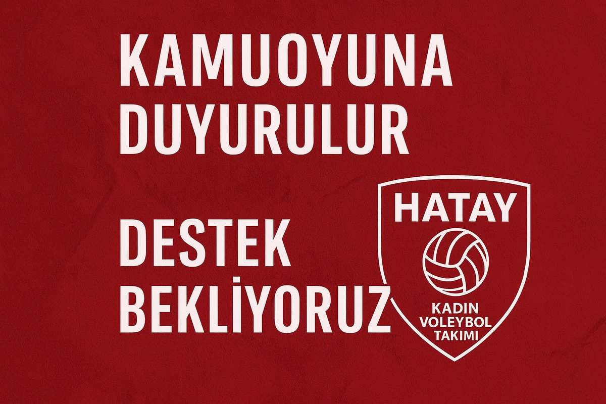 KAMUOYUNA DUYURULUR

Hatay Kadın Voleybol Takımı olarak 2025–2026 sezonunda lig etabında oynadığımız 13 maçta 12 galibiyet alarak şu an ligde 2. sırada yer almaktayız. Şampiyonluk yolunda kararlılıkla ilerlerken, yalnızca sportif başarı için değil; deprem sonrası yeniden ayağa