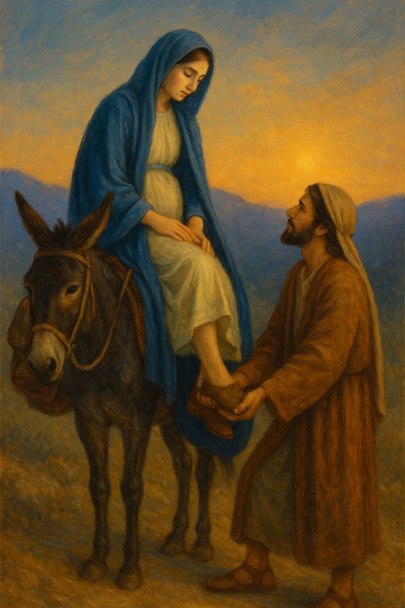 RoseNuage1's tweet photo. Ils se rendent à Bethléem pour le recensement, qui accomplit la prophétie du Messie devant y naître.

 « Et toi, Bethléem Éphrata… de toi sortira pour moi celui qui dominera sur Israël. »

וְאַתָּה בֵּית־לֶחֶם אֶפְרָתָה מִמְּךָ לִי יֵצֵא לִהְיוֹת מוֹשֵׁל בְּיִשְׂרָאֵל

#Messie https://t.co/zzi5kxOMVg