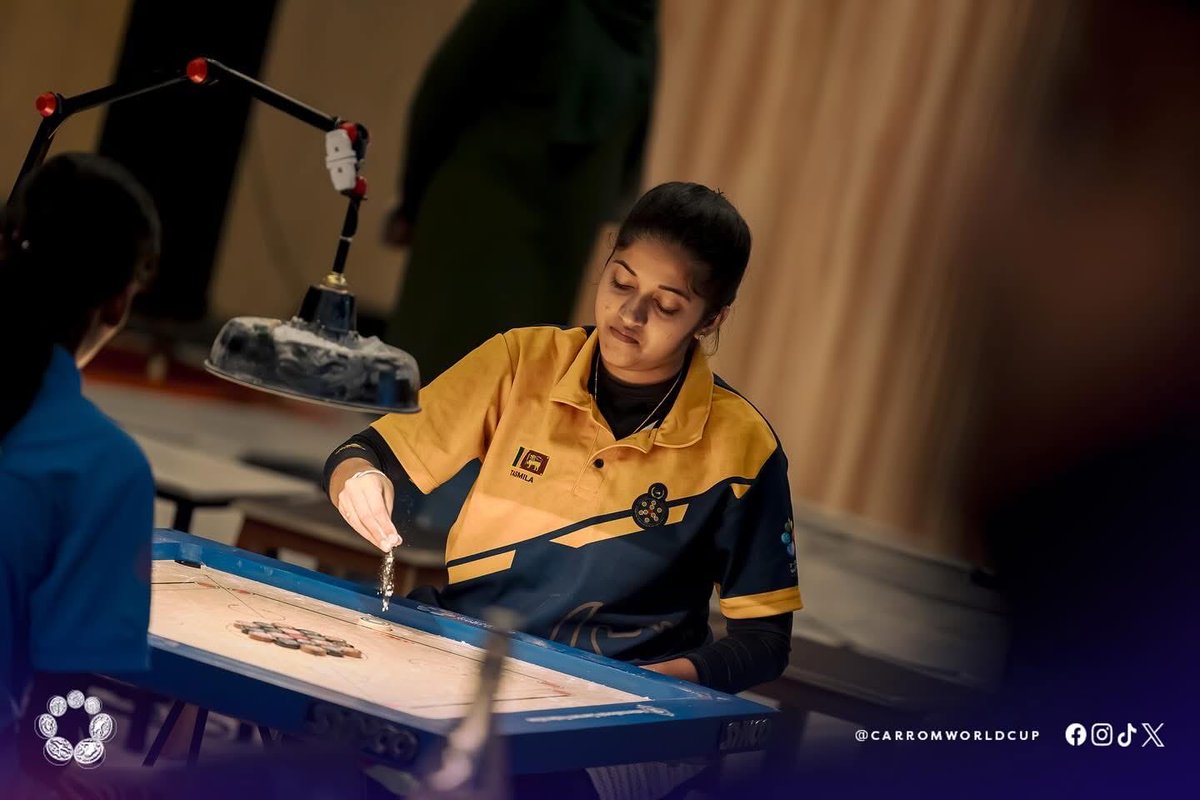 carromworldcup's tweet photo. A big day at the 7th Carrom World Cup — today featured the Men’s Singles Final and Third Place Match, along with the Women’s Singles Final and Third Place Match. Intense rallies, sharp precision, and champions crowned on both sides. 🏆🔥

📸 @yakey.mv 
#CWC2025 #CarromWorldCup https://t.co/UNGarjl6vf