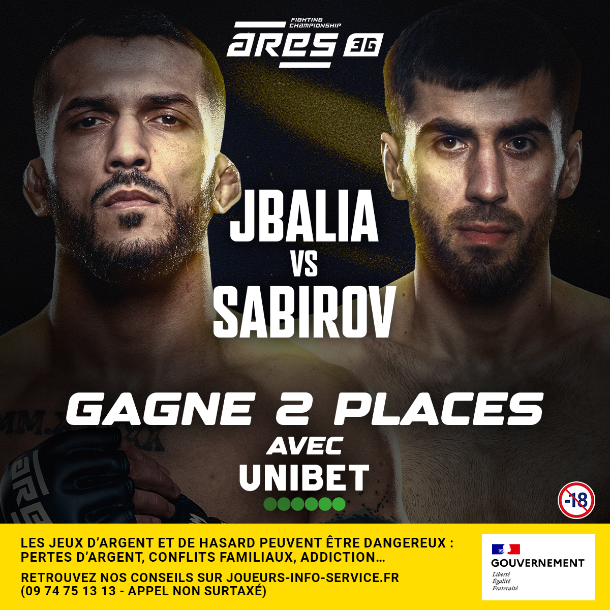 On envoie 5 x 2 places pour ARES 36 ce samedi 13 décembre à l'Adidas Arena ! 🥊

🫵 RT/Follow <a href="/UnibetFrance/">Unibet France 🔞</a> + ton pseudo
🍀 TAS mercredi