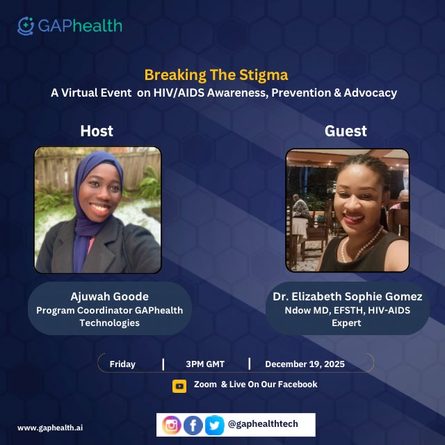 Breaking the Stigma: A Virtual HIV/AIDS Awareness Event for Public Education, Open Conversation, and Collective Action
Date: December 19, 2025
Time: 3:00 PM GMT
Location: Zoom (Live on Facebook)
Zoom Link: us06web.zoom.us/j/86509535397?…
Let’s educate, support, and unite.