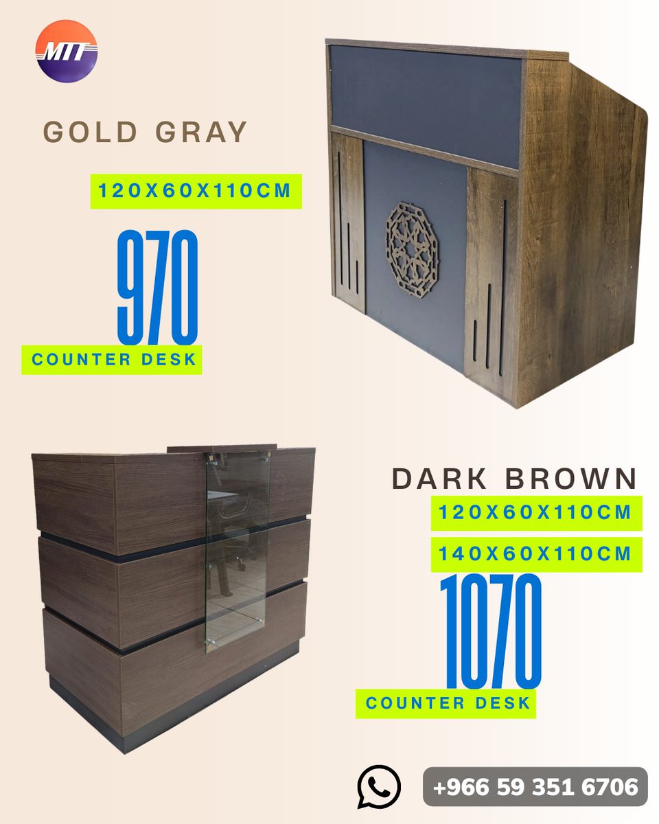 MTT_Office's tweet image. Methaq Al Aroba Furniture
ميثاق العروبة للأثاث

Reception Counters 970-1206, 970-1406, and 1070-1206 — modern, elegant designs crafted to create a standout first impression in any workspace.

📞 WhatsApp: 059 351 6706

#receptiontables #CounterTable #officereception #frontdesk