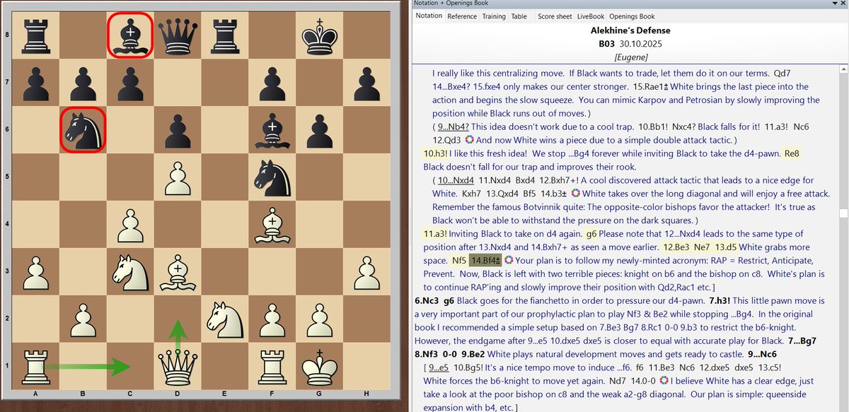 EugenePerel's tweet image. Just sharing some GM wisdom vs the Alekhine Defense for my upcoming 1.e4 @Chessable course: