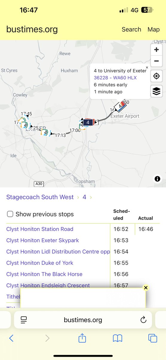 ben_rushton's tweet photo. @StagecoachSW how can a bus be allowed to leave 6 minutes early from the start of its route?? 1 or 2 at a push maybe, but 6 minutes?! And to add insult to injury the next one is almost 10 minutes late. Shambles. https://t.co/tyBnoSkFJq