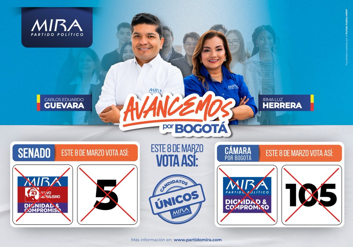 Los grandes cambios comienzan con pasos decididos. Desde <a href="/PartidoMIRA/">Partido MIRA</a> reafirmamos nuestra misión de servir, escuchar y construir con la gente.
Es tiempo de avanzar como país y como ciudad.<a href="/carlos_guevara/">Carlos Edo Guevara</a> <a href="/irmalherrera/">Irma Luz Herrera Rodríguez🏛️🇨🇴</a>
#AvancemosPorColombia #AvancemosPorBogotá