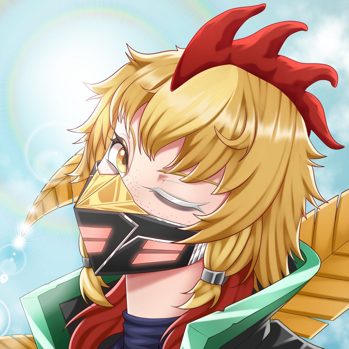 Finished a headshot illustration for Rooster! <a href="/RoosterVTuber/">Rooster 🐓| Chicken Vtuber</a>
winkwink😉😉 
#VGenComm #smallartist #ArtistOnTwitter