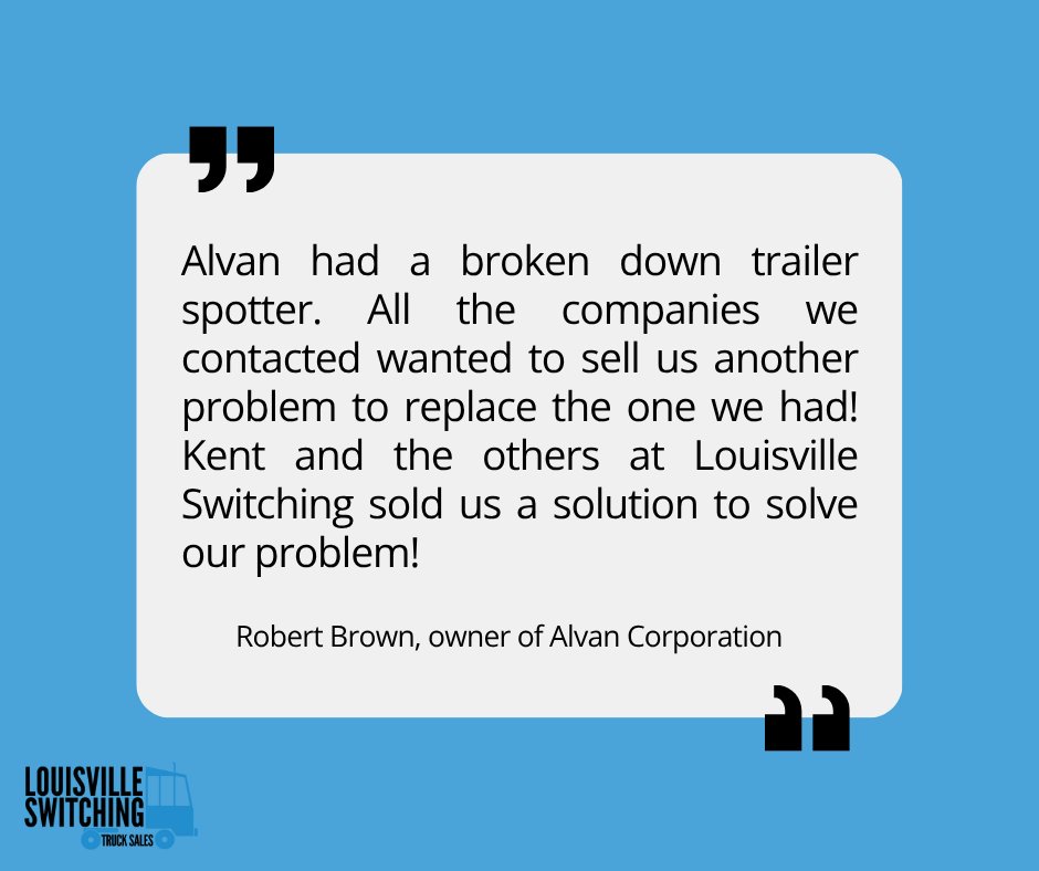 Alvan’s trailer spotter broke down, and many companies offered more issues. Kent and Louisville Switching, however, delivered a genuine solution tailored to their needs. That’s the advantage of a customer-focused team. Discover how we solve problems: loom.ly/zwr8Tq0