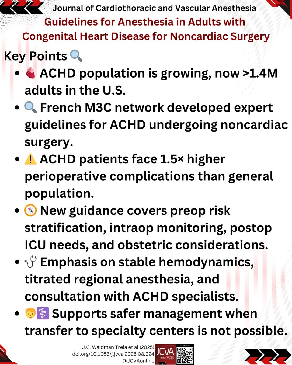 JCVAonline's tweet photo. An essential overview of guidelines for anesthesia in adults with congenital heart disease undergoing noncardiac surgery.
https://t.co/eOsb2zJGOe https://t.co/FlZ2Ka1W9x