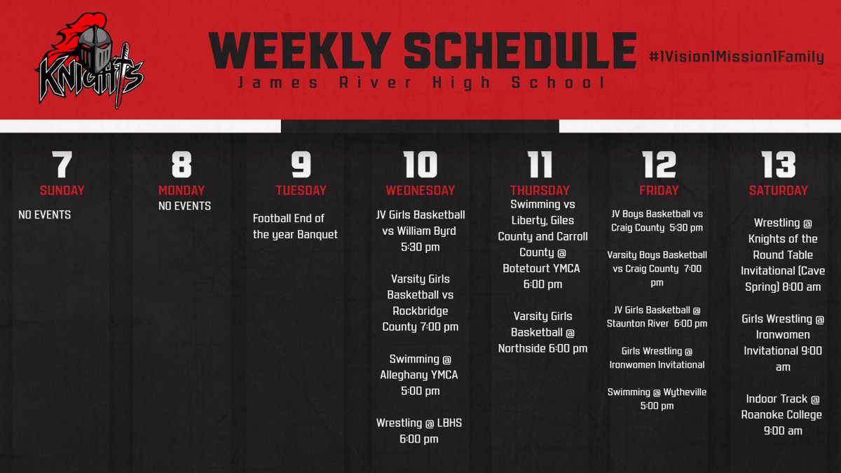 KnightsJrhs's tweet image. Corrected week ahead for JRHS Athletics!!!