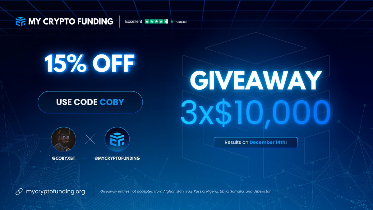 🎉 MCF GIVEAWAY IS LIVE! 🎉

We have another amazing giveaway with MCF team 

📝 How to enter:
1️⃣ Follow <a href="/MyCryptoFunding/">My Crypto Funding</a> + <a href="/cobyXBT/">cobyXBT</a>
2️⃣ Like &amp; Repost this post 
3️⃣ Tag 3 friends 

🏆 Winners announced on December 14th

Good luck everyone  time to start your journey
