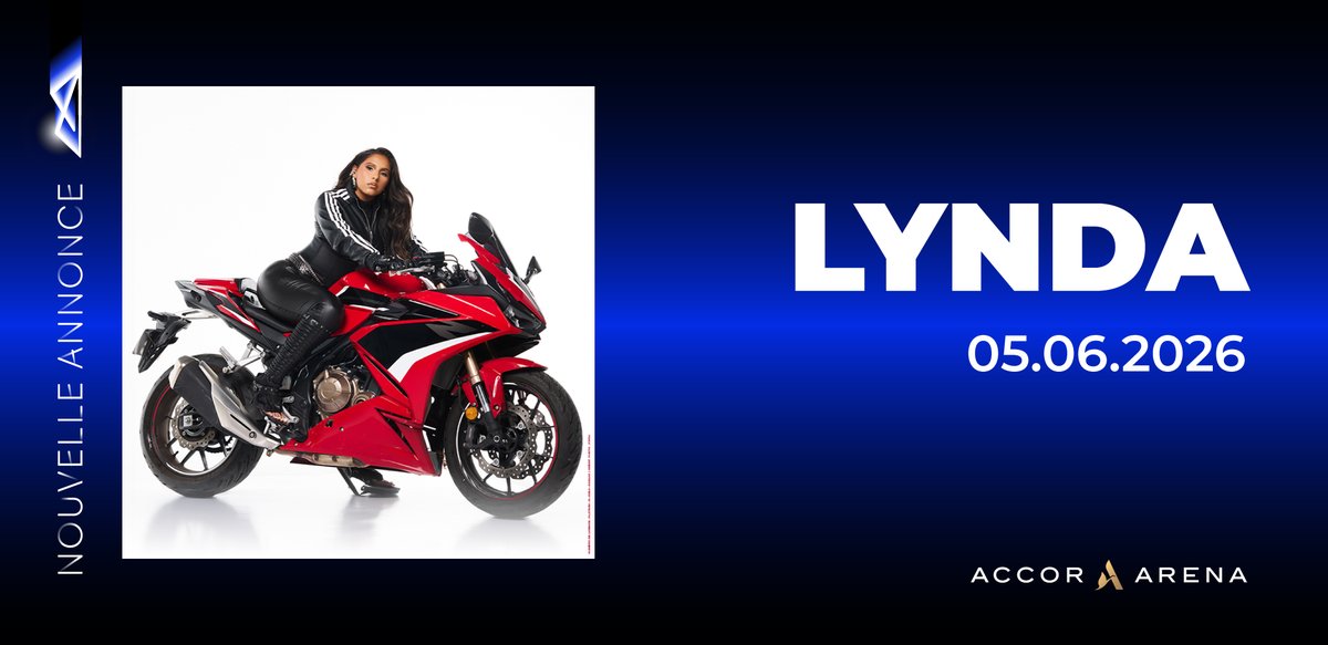 Accor_Arena's tweet image. Le 5 juin 2026, @Lynda_officiel vient enflammer la scène de l'Accor Arena ✨

❤️‍🔥 Prévente le 09.12 à 10h : urlr.me/!AA_LYNDA
🎫 Ouverture de la billetterie le 10.12 à 10h