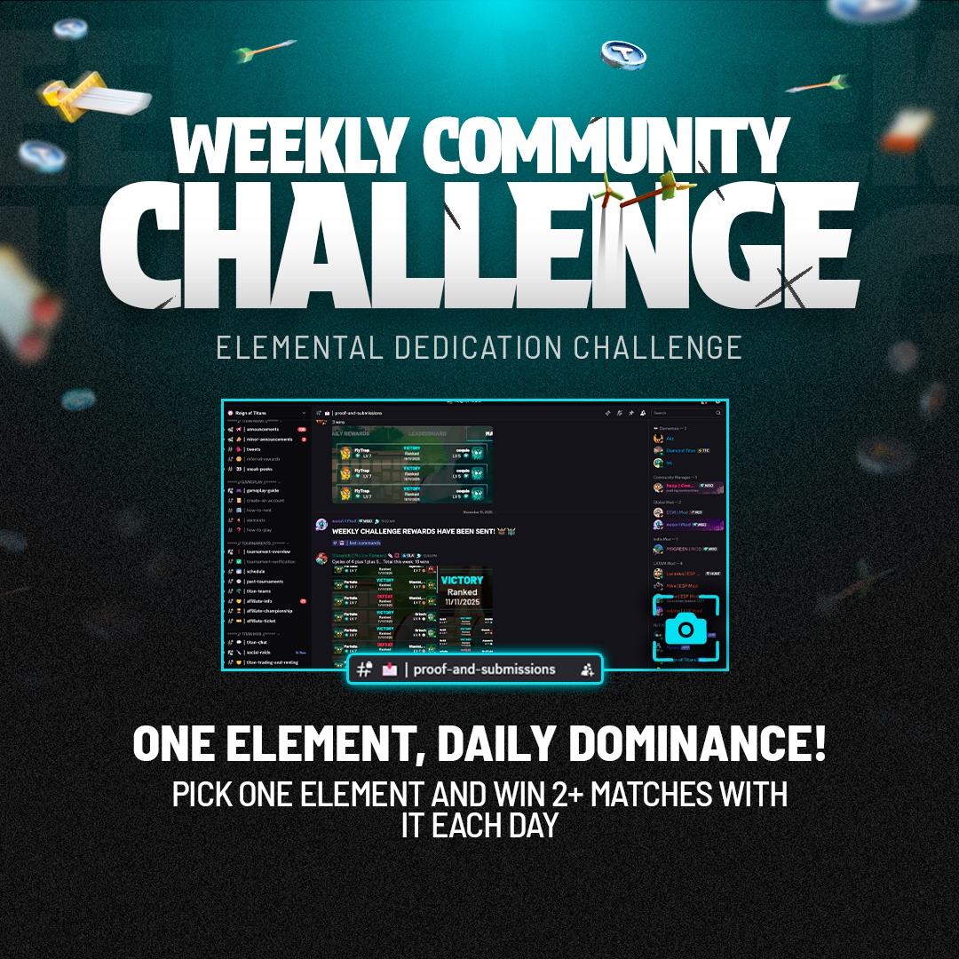 ReignOfTitansGG's tweet image. Week 49: Elemental Dedication Challenge ⚡🔥

Show true discipline. Pick your element and secure daily victories!
Stay consistent, rise through the ranks, and earn epic loot like a real Titan!

#TitanArmy #WinStreak  #ChallengeWeek