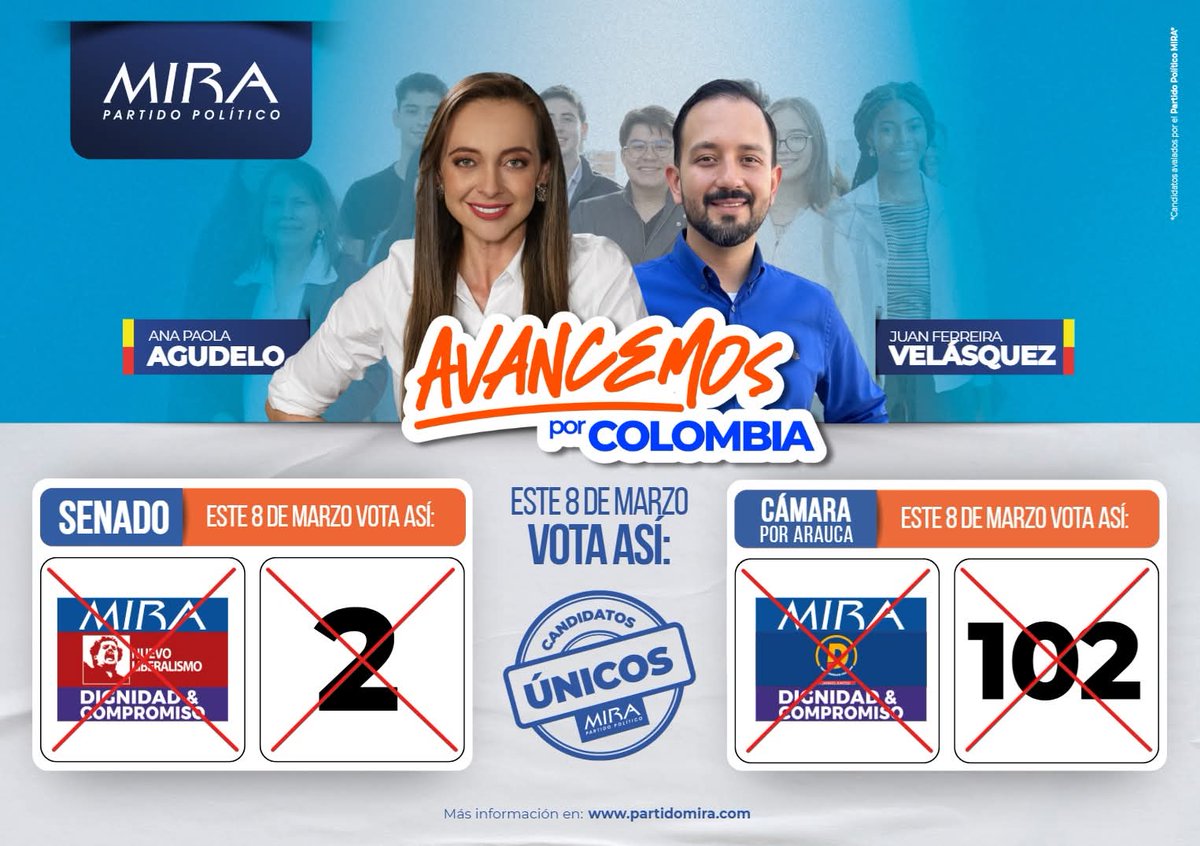 El <a href="/PartidoMira/">Partido MIRA</a> con la fuerza del corazón y la confianza de que unidos construiremos un mejor país.
#AvancemosPorColombia
#AvancemosPorArauca