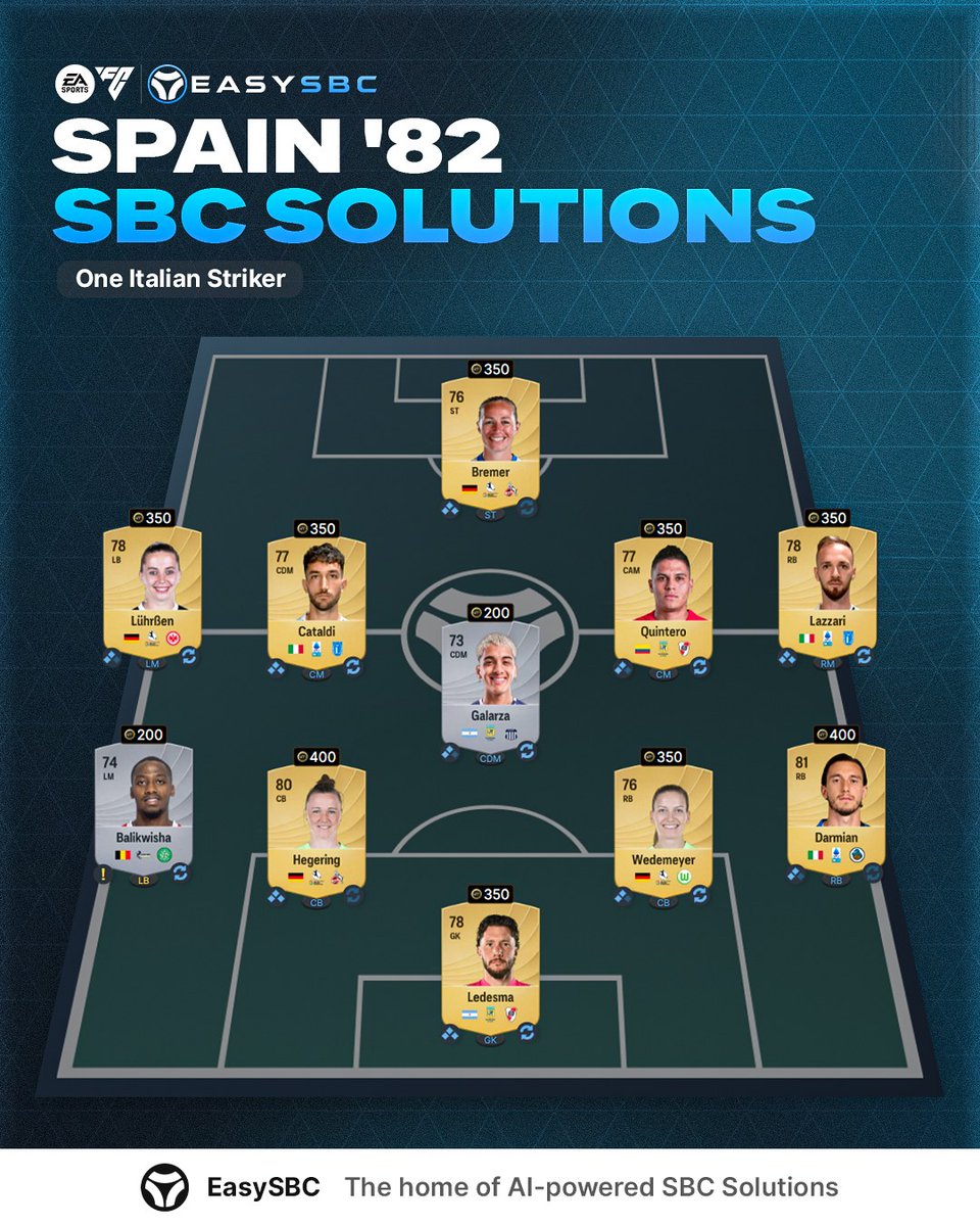 easysbc's tweet image. The cheapest "See you at the Bernabeu: Spain '82" SBC solutions on #FC26 🧩🔥