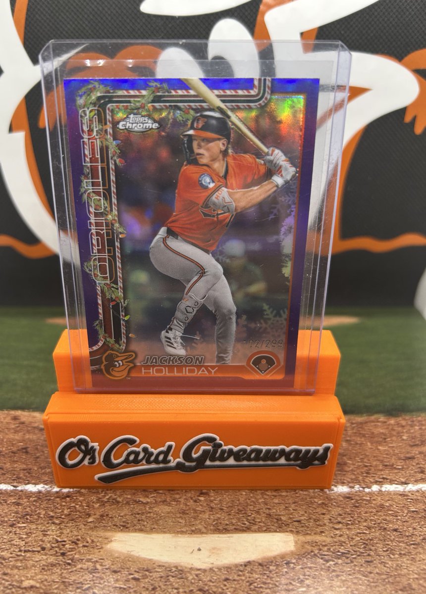 Day 8 of 12 days of giveaways! 

Like retweet and follow! I’ll select one winner to receive this Jackson Holliday /299 chrome Topps holiday card around noon tomorrow. #Birdland
