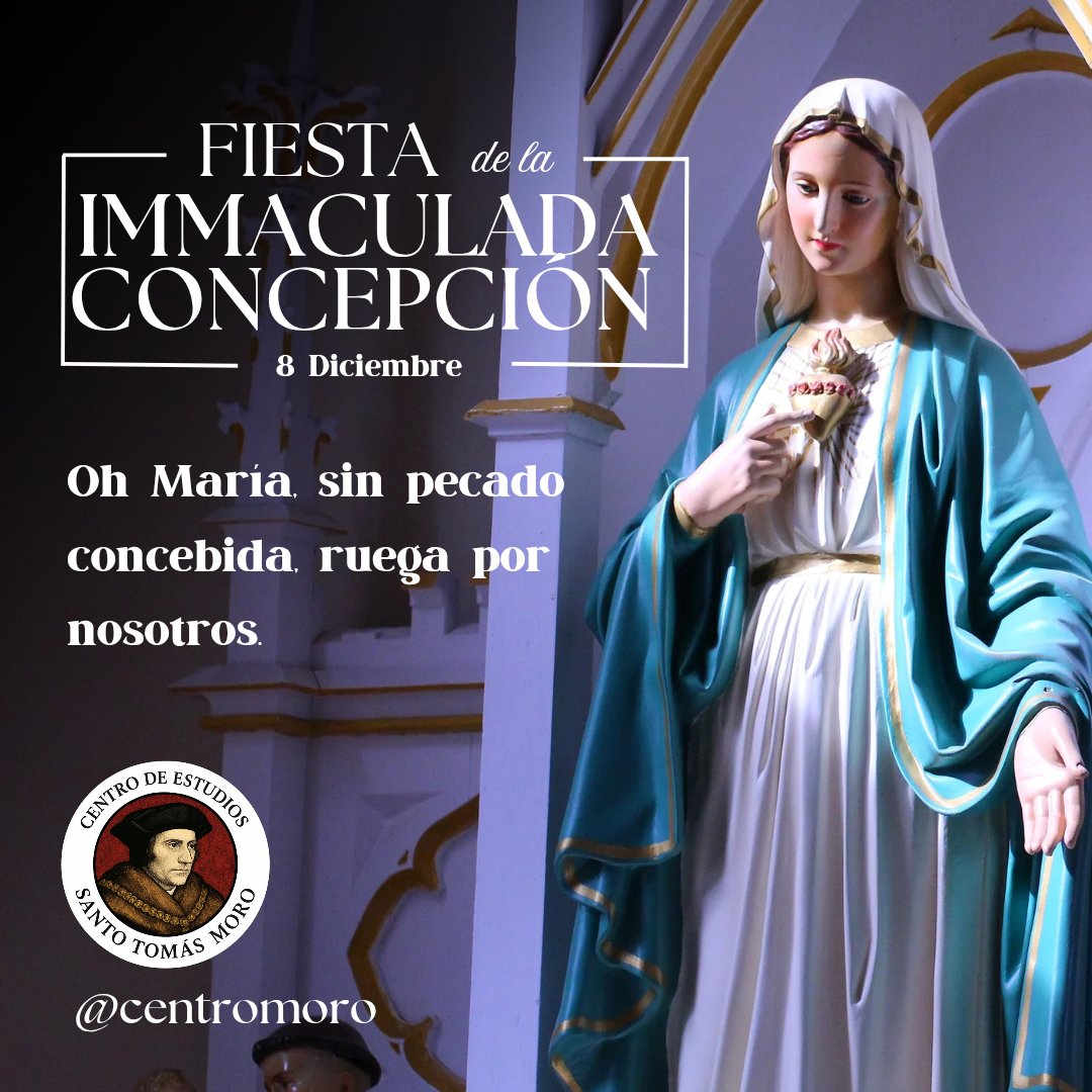 #HOY celebramos el dogma de fe que nos revela que, por la gracia de Dios, la Virgen María fue preservada del pecado desde el momento de su concepción.
Nuestra Madre corredentora y mediadora de todas las Gracias.
¡Feliz dia de la Inmaculada!
#inmaculadaconcepcion
#centromoro