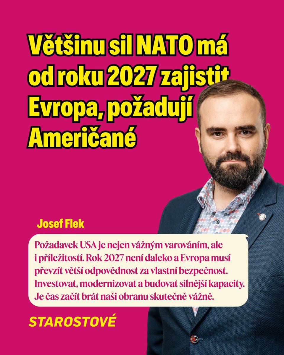Spojené státy nám vyslaly jasným signál. Bezpečnostní realita se mění.
Pokud chceme udržet stabilní a bezpečné prostředí v Evropě, musíme převzít mnohem větší díl odpovědnosti.