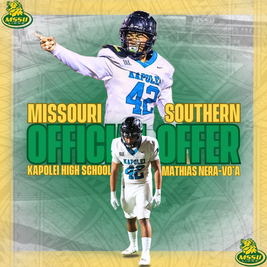 mathiasnv43's tweet image. Blessed to receive an offer from @MOSOFootball @JoaquinTapusoa  
AG2G 🙌🙏 

@RaymondMaae @TUD_Scout @PolyRecruits @PolyPigskin @808ProDay @FCRecruits @CoachDaniels06