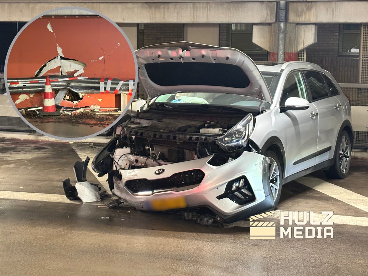 Automobilist botst tegen muur in parkeergarage