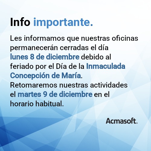 Información sobre el feriado del 8 de diciembre