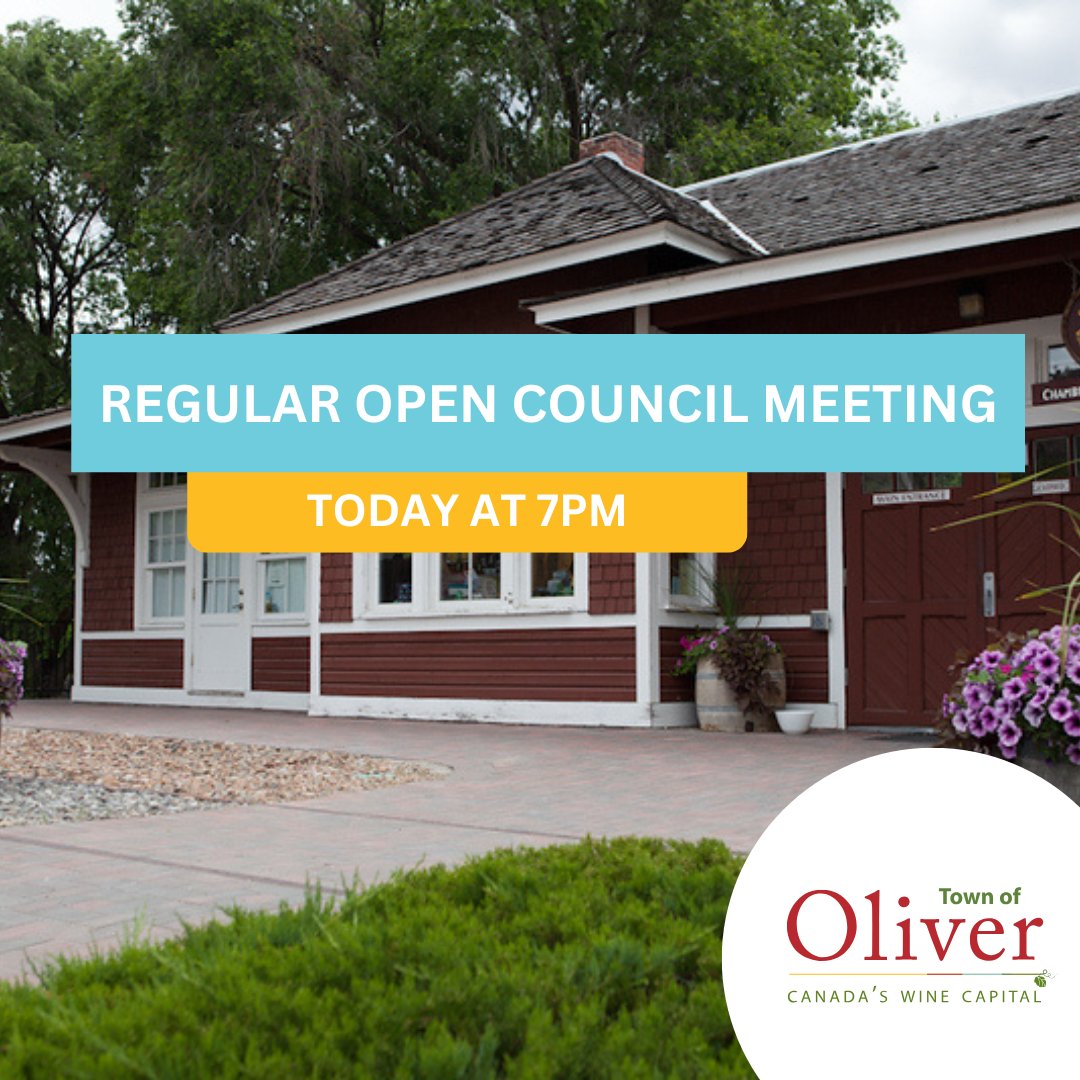 The upcoming Council meeting is tonight at 7:00 pm.

Watch the livestream at oliver.ca/council-meetin…