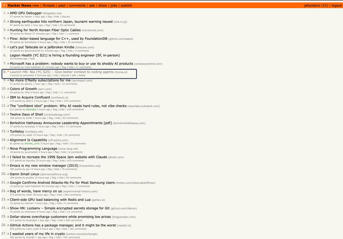 arlanr's tweet image. Back with another launch!

Front page of Hacker News. Thank you @ycombinator!