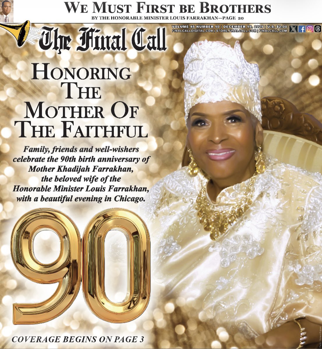 Peace. Thank You Letter

Long Live The Dear Wife of The Hon Min Farrakhan-Mother Of The Faithful, 1st Lady Of Our Great NOI &amp; a Diamond Among Women

Our Dear Mother Khadijah Farrakhan- 90-Years Young &amp; All Praise Is Due To Allah. 

May Allah continue to bless us all