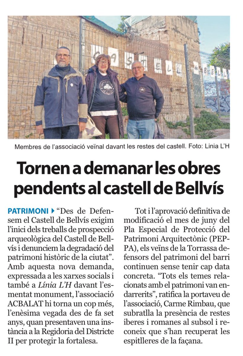 La lluita veïnal no s’atura | Demanem les obres pendents del Castell de Bellvís <a href="/liniaxarxa/">Línia</a>