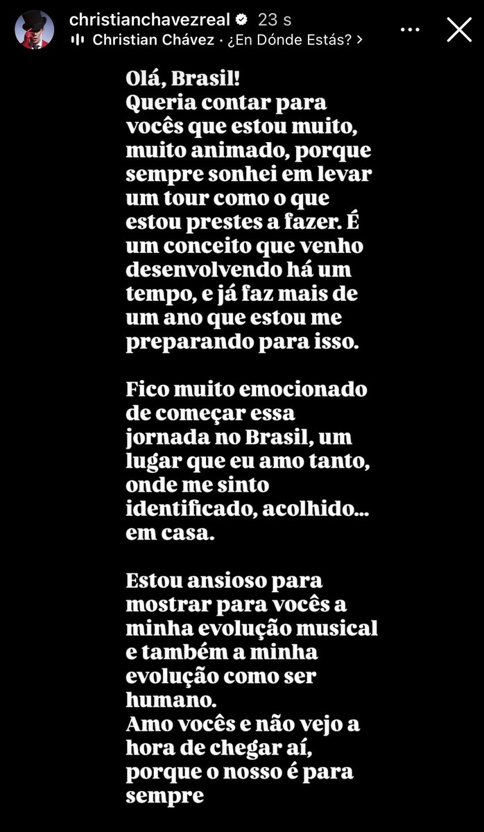 SeptimoRebelde's tweet image. ❤️ Christian Chávez comparte mensaje a semanas de iniciar su Para Siempre Tour en Brasil, el cual es un tour que lleva planeando hace más de un año y está muy emocionado. 
“Estoy ansioso por mostrarles mi evolución musical y también mi evolución como ser humano”.