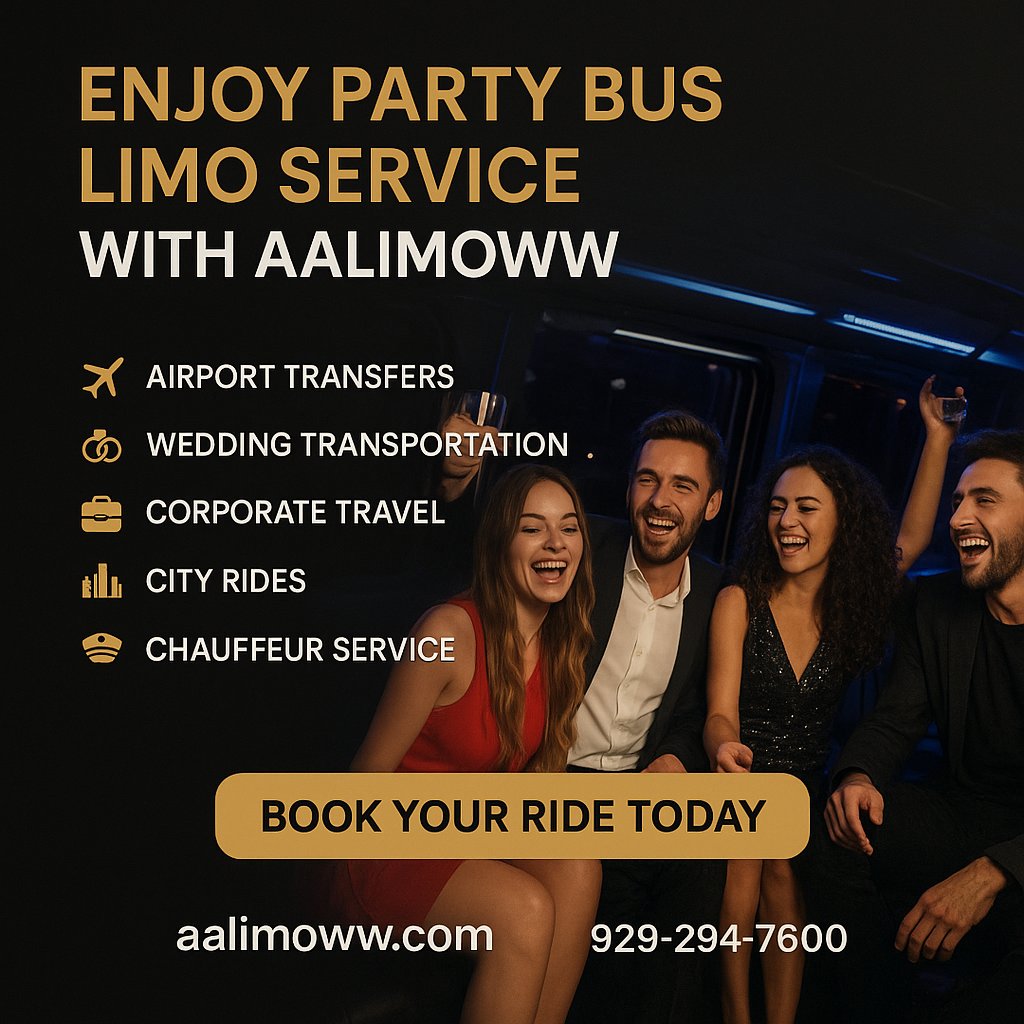 AALimoWw's tweet image. Make your next celebration unforgettable with AALimoww’s premium Party Bus Limo Service. Enjoy a stylish, spacious, and vibrant ride perfect for special events.  Reserve your ride now at aalimoww.com or call 929-294-7600.
#PartyBusNYC #AALimoww #NYCLimoService #Luxury