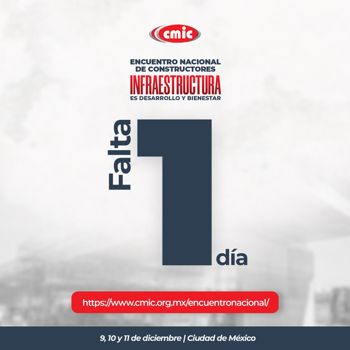 ⚠️ ¡Mañana inicia! el #EncuentroNacional #Constructores #CMIC2025

Sigue la cobertura en tiempo real a través de las redes sociales de CMIC Nacional y no te pierdas ningún detalle:

👉 📲 Historias, transmisiones y actualizaciones exclusivas en nuestros canales oficiales.