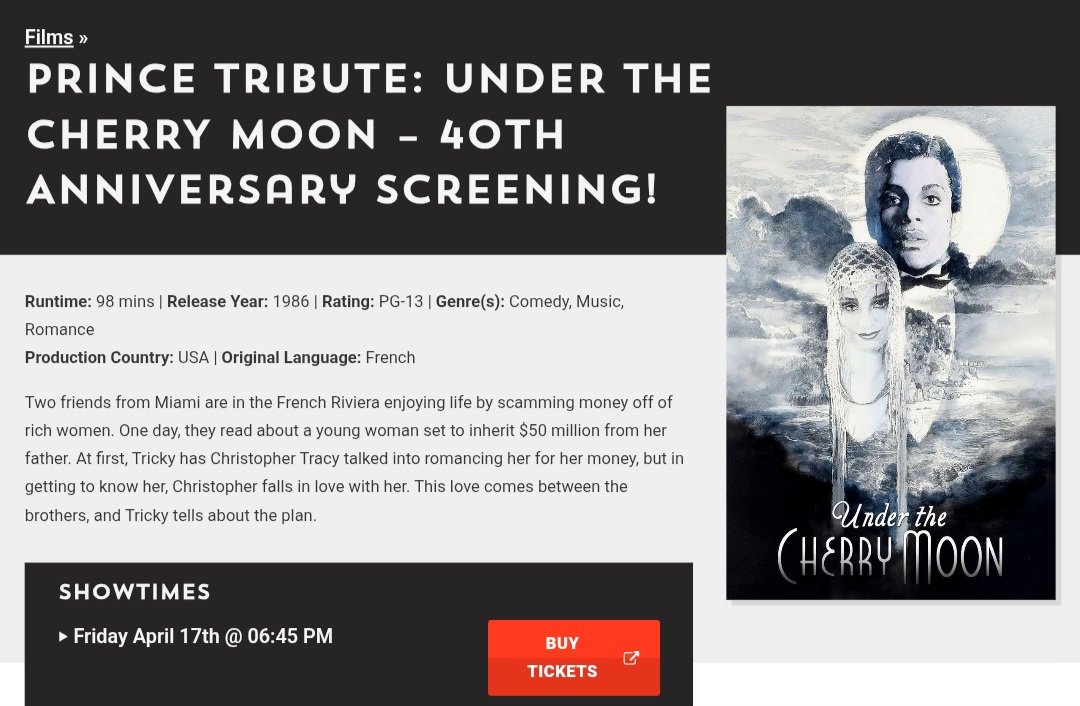 #Toronto get ready for the 40th anniversary screening of #Prince’s Under The Cherry Moon <a href="/RevueCinema/">Revue Cinema</a> #UTCM40th