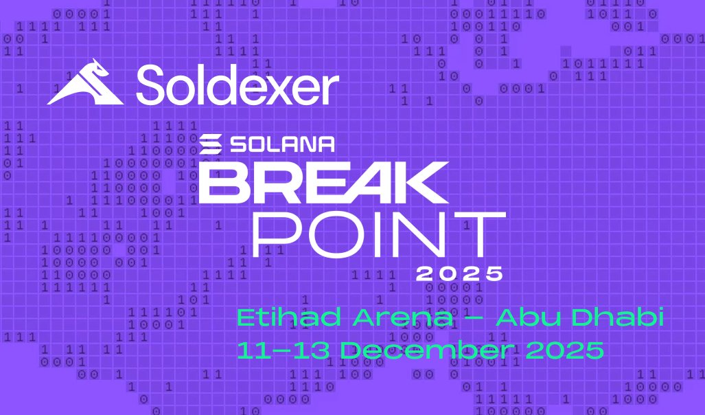 the Soldexer team will be in attendance at Solana Breakpoint 2025 in Abu Dhabi

looking forward to speaking with founders, devs and anyone building on Solana

see you there!