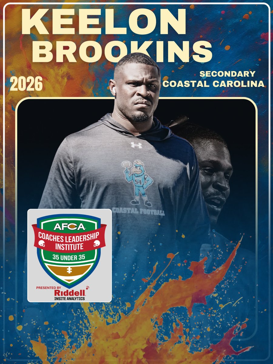 WeAreAFCA's tweet photo. 🏈2026 AFCA 35 Under 35 honoree - presented by @RiddellSports

@Coach_Brookins | @CoastalFootball https://t.co/mcUccVtSND
