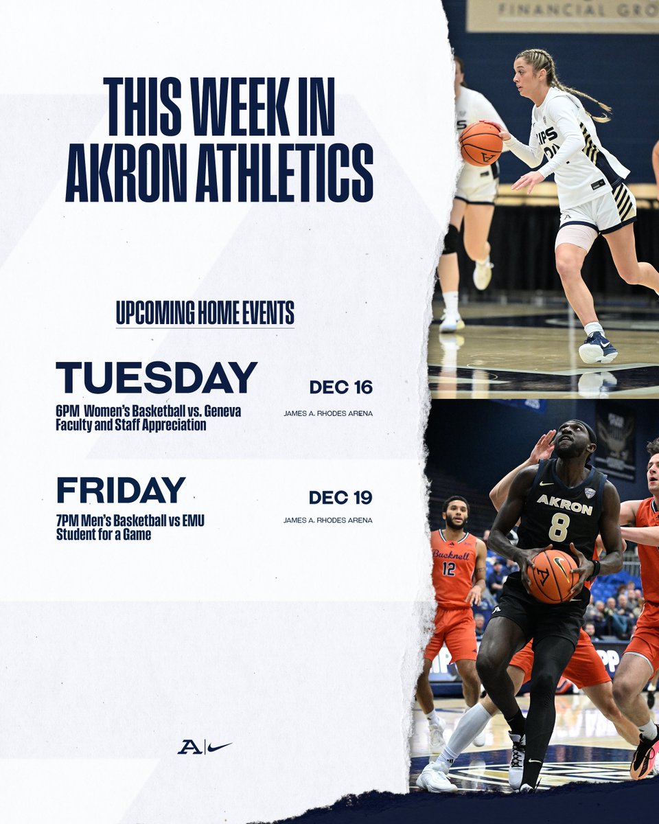 AkronZips's tweet image. This Week in Akron Athletics! 🦘 

Dec. 16th @ZipsWBB 🏀
Dec. 19th @ZipsMBB 🏀

🎟️: gozips.evenue.net/list/GS

#GoZips 🦘| #MakeTheClimb