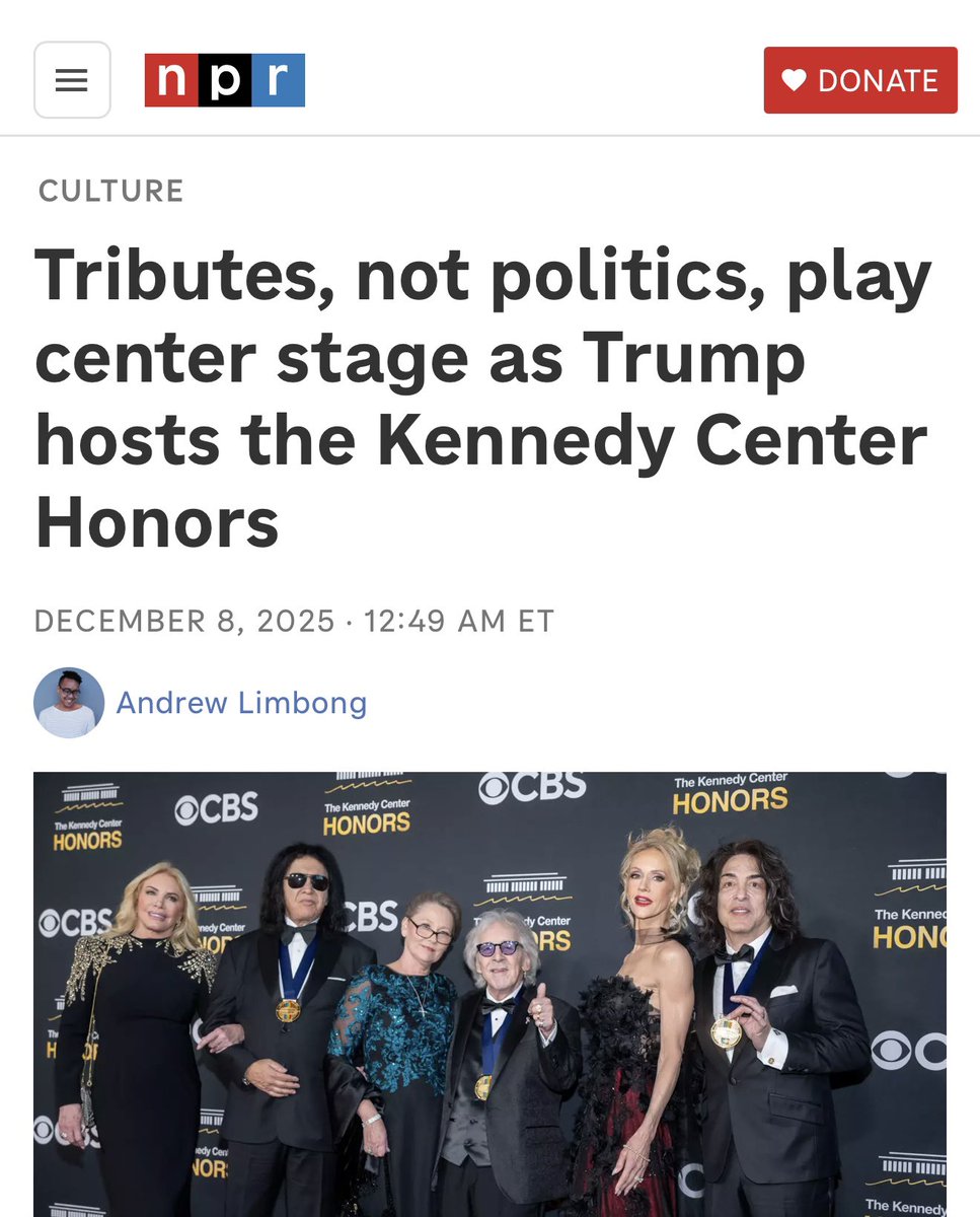 RichardGrenell's tweet image. National Public Radio (NPR), the voice of the Left, gives @realDonaldTrump credit for making the Kennedy Center free of politics.