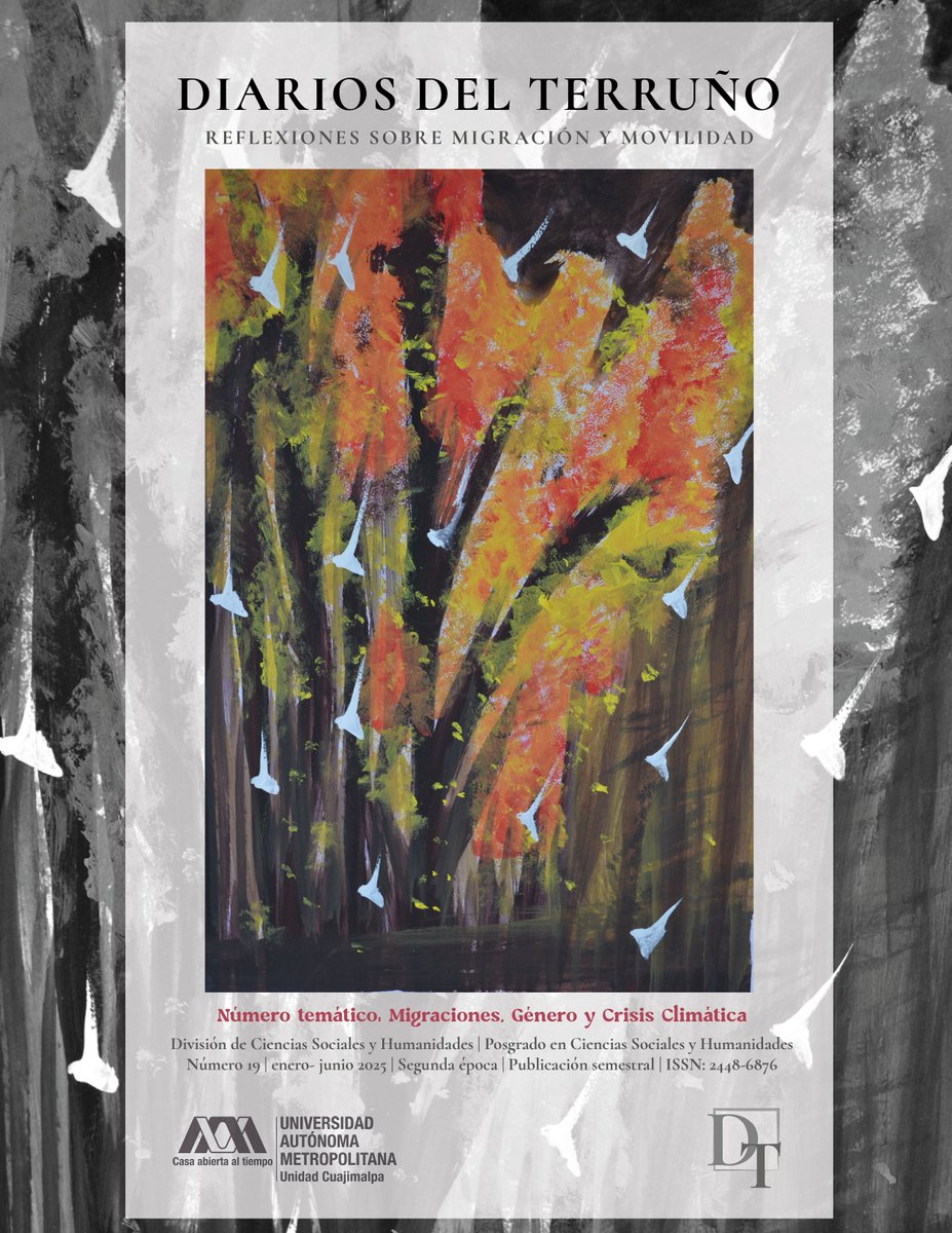 #PRÓXIMAMENTE
Diarios del Terruño | Segunda época | Número 19 enero-junio 2025 | UAM-C.
Número temático
Migraciones, Género y Crisis Climática
Coordinadoras
Lucila Nejamkis &amp; Natalia Gavazzo
<a href="/DTerruno_UAM/">Revista Diarios Del Terruño</a> 
<a href="/Semmi_UAM/">GI_SEMMI_UAM_C</a> 
<a href="/DcshUam/">DCSH UAM Cuajimalpa</a> 
<a href="/uamcuajimalpa/">UAM Cuajimalpa</a>